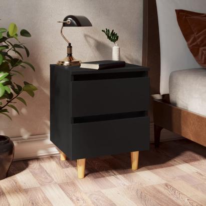 Noptieră cu picioare lemn masiv pin, negru, 40x35x50 cm GartenMobel Dekor
