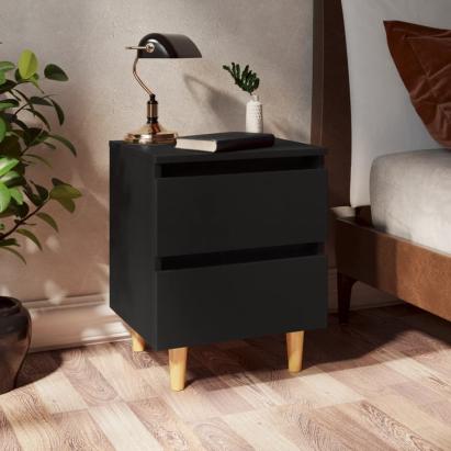 Noptiere cu picioare lemn masiv pin, 2 buc., negru, 40x35x50 cm GartenMobel Dekor