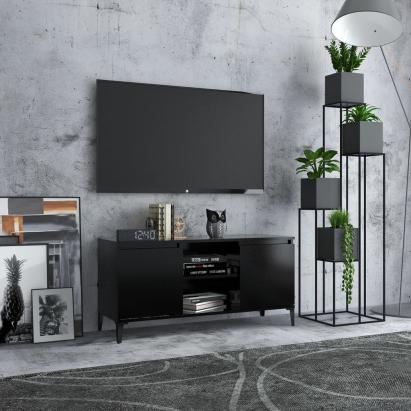 Comodă TV cu picioare metalice, negru, 103,5x35x50 cm GartenMobel Dekor