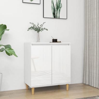 Servantă & picioare lemn masiv alb extralucios 60x35x70cm PAL GartenMobel Dekor