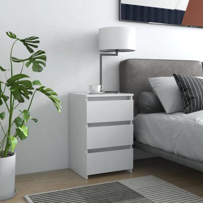 Noptiere, 2 buc., alb, 40x35x62,5 cm, lemn compozit GartenMobel Dekor