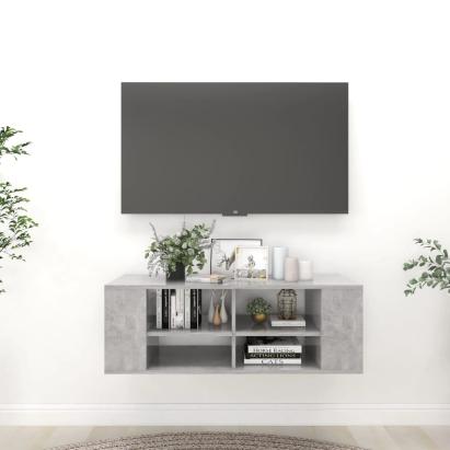 Dulap TV montat pe perete, gri beton, 102x35x35 cm, PAL GartenMobel Dekor