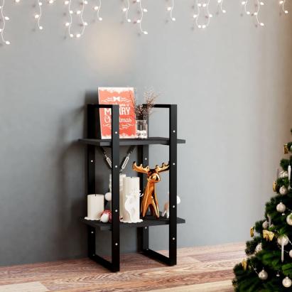 Bibliotecă cu 2 rafturi, negru, 40x30x70 cm, lemn masiv de pin GartenMobel Dekor
