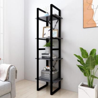 Bibliotecă cu 4 rafturi, gri, 40x30x140 cm, PAL GartenMobel Dekor