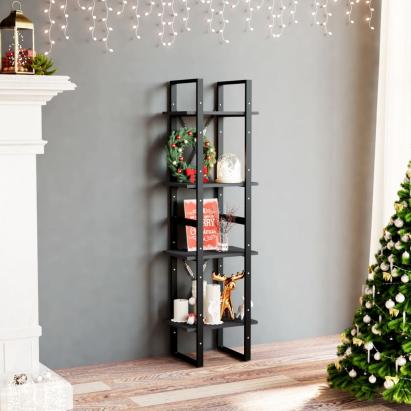 Bibliotecă cu 4 rafturi, negru, 40x30x140 cm, lemn masiv de pin GartenMobel Dekor