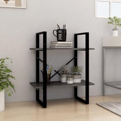 Bibliotecă cu 2 rafturi, gri, 60x30x70 cm, lemn masiv de pin GartenMobel Dekor