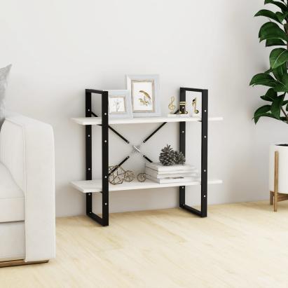 Bibliotecă cu 2 rafturi, alb, 80x30x70 cm, lemn masiv de pin GartenMobel Dekor