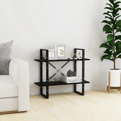 Bibliotecă cu 2 rafturi, negru, 80x30x70 cm, lemn masiv de pin GartenMobel Dekor