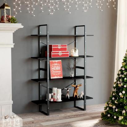 Bibliotecă cu 4 rafturi, negru, 100x30x140 cm, PAL GartenMobel Dekor