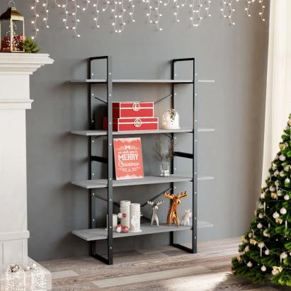 Bibliotecă, 4 rafturi, gri beton, 100x30x140cm, lemn prelucrat GartenMobel Dekor