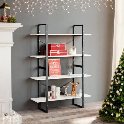 Bibliotecă cu 4 rafturi, alb, 100x30x140 cm, lemn masiv de pin GartenMobel Dekor