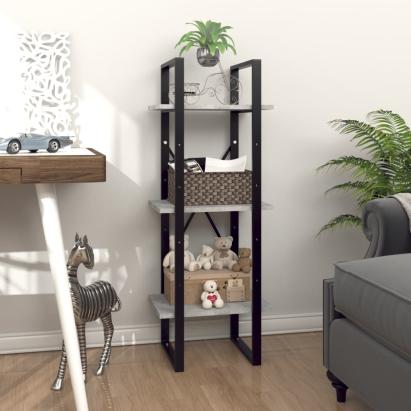 Bibliotecă cu 3 rafturi, gri beton, 40x30x105 cm, PAL GartenMobel Dekor