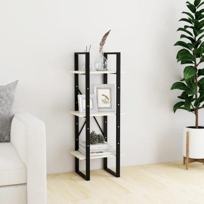 Bibliotecă cu 3 rafturi, alb, 40x30x105 cm, lemn masiv de pin GartenMobel Dekor