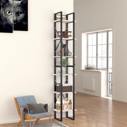 Bibliotecă cu 6 rafturi, alb, 40x30x210 cm, PAL GartenMobel Dekor