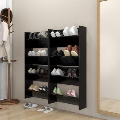 Pantofare de perete, 4 buc., negru, 60x18x60 cm, PAL GartenMobel Dekor