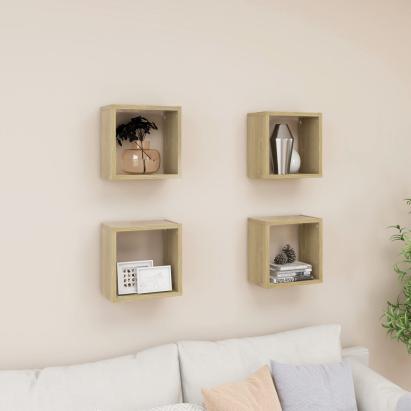 Rafturi de perete cub 4 buc. stejar sonoma 26x15x26 cm GartenMobel Dekor