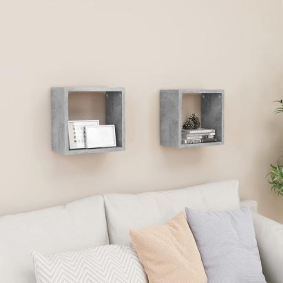 Rafturi de perete cub, 2 buc., gri beton, 26x15x26 cm GartenMobel Dekor