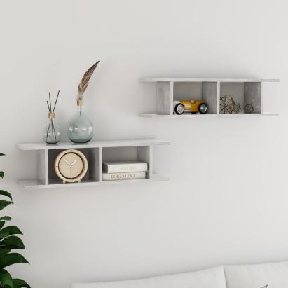 Rafturi de perete, 2 buc., gri beton, 75x18x20 cm, lemn GartenMobel Dekor