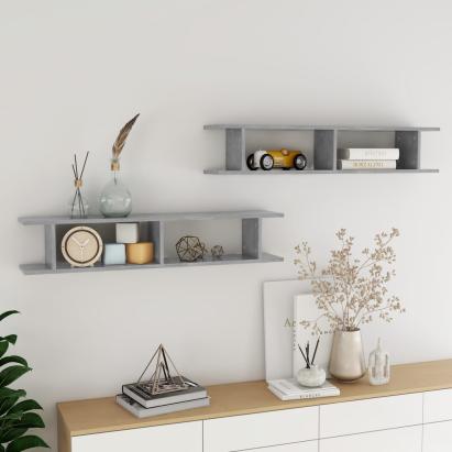 Rafturi de perete, 2 buc., gri beton, 105x18x20 cm, PAL GartenMobel Dekor