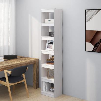 Bibliotecă/Separator cameră, alb, 40x30x199 cm, lemn masiv pin GartenMobel Dekor