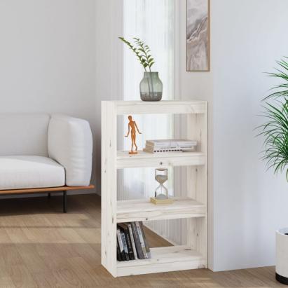 Bibliotecă/Separator cameră alb 60x30x103,5 cm lemn masiv pin GartenMobel Dekor