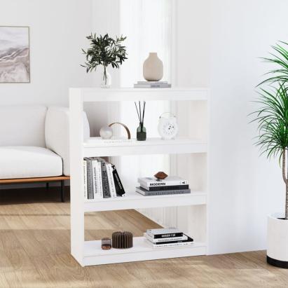 Bibliotecă/Separator cameră alb, 80x30x103,5 cm, lemn masiv pin GartenMobel Dekor