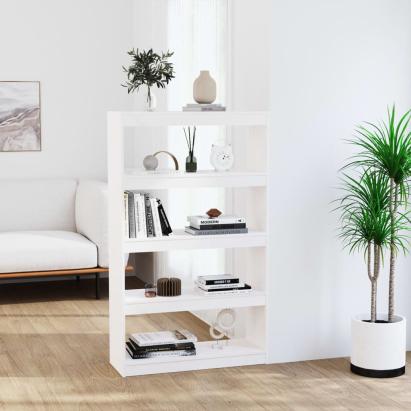 Bibliotecă/Separator cameră alb, 80x30x135,5 cm, lemn masiv pin GartenMobel Dekor