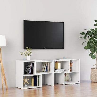 Comodă TV, alb extralucios, 104x30x52 cm, PAL GartenMobel Dekor