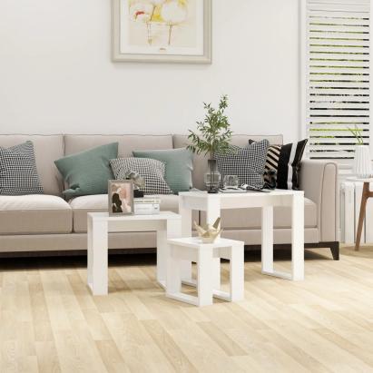 Mese suprapuse, 3 buc., alb, lemn compozit GartenMobel Dekor