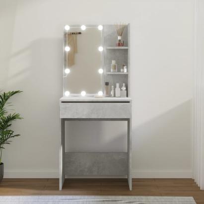 Masă de toaletă cu LED, gri beton, 60x40x140 cm GartenMobel Dekor