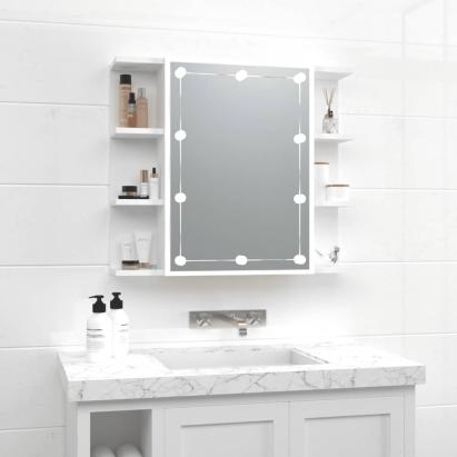Dulap cu oglindă și LED, alb, 70x16,5x60 cm GartenMobel Dekor
