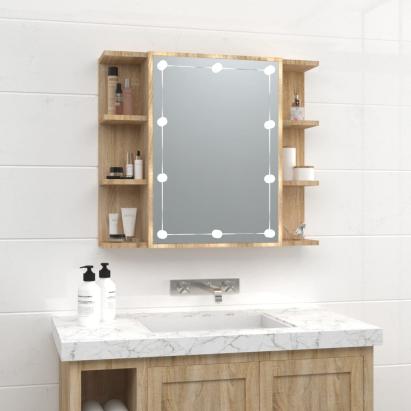 Dulap cu oglindă și LED, stejar sonoma, 70x16,5x60 cm GartenMobel Dekor