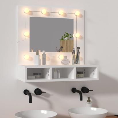 Dulap cu oglindă și LED, alb, 60x31,5x62 cm GartenMobel Dekor