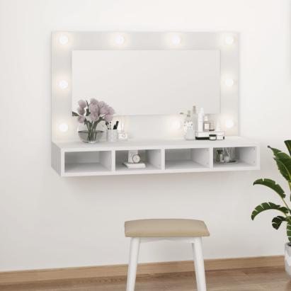 Dulap cu oglindă și LED, alb, 90x31,5x62 cm GartenMobel Dekor