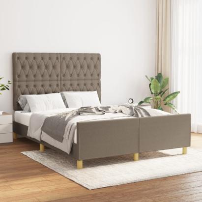 Cadru de pat cu tăblie, gri taupe, 140x200 cm, textil GartenMobel Dekor