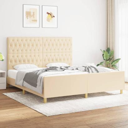 Cadru de pat cu tăblie, crem, 180x200 cm, textil GartenMobel Dekor