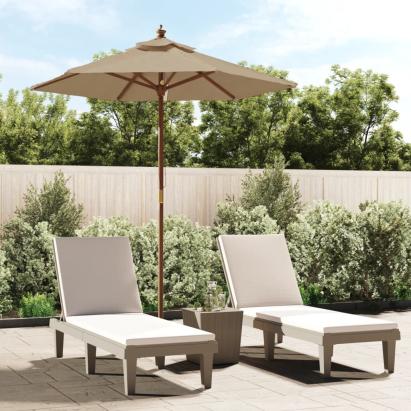 Umbrelă de soare de grădină stâlp din lemn gri taupe 196x231 cm GartenMobel Dekor