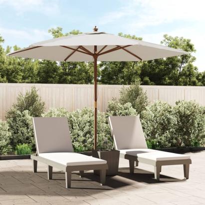 Umbrelă de soare de grădină stâlp din lemn, nisipiu, 299x240 cm GartenMobel Dekor