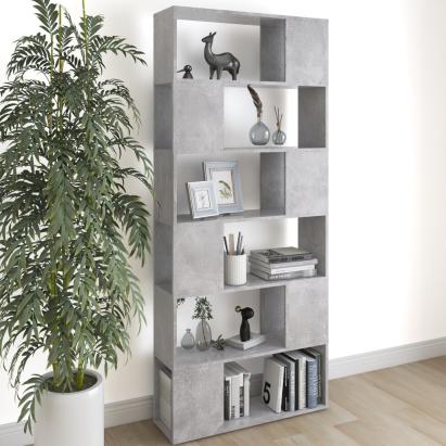 Bibliotecă/Separator cameră, gri beton, 80x24x186 cm, PAL   GartenMobel Dekor