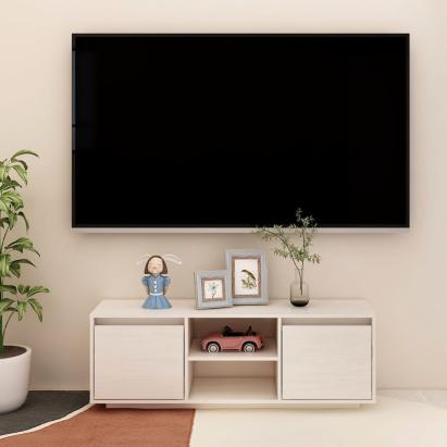 Comodă TV, alb, 110x30x40 cm, lemn masiv de pin GartenMobel Dekor