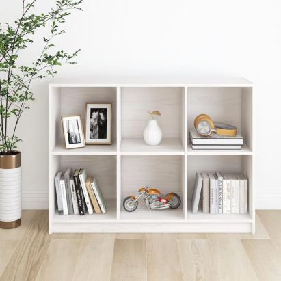 Bibliotecă, alb, 104x33x76 cm, lemn masiv de pin GartenMobel Dekor