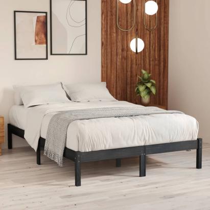 Cadru de pat, gri, 200x200 cm, lemn masiv de pin GartenMobel Dekor