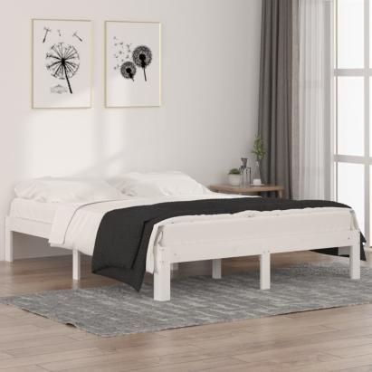 Cadru de pat King Size, alb, 150x200 cm, lemn masiv GartenMobel Dekor