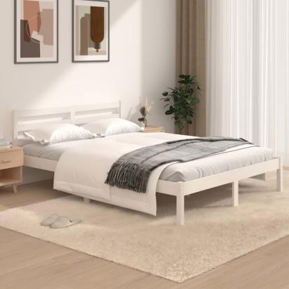 Cadru de pat mic dublu 4FT, alb, 120x190 cm, lemn masiv de pin GartenMobel Dekor