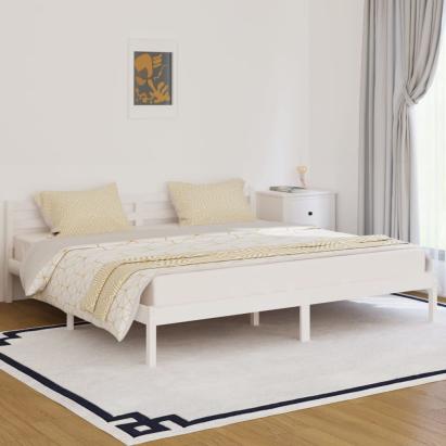 Cadru de pat, alb, 200x200 cm, lemn masiv de pin GartenMobel Dekor