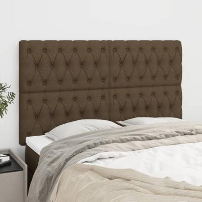 Tăblii de pat, 4 buc, maro închis, 80x7x78/88 cm, textil GartenMobel Dekor