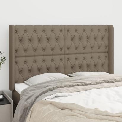 Tăblie de pat cu aripioare, gri taupe, 163x16x118/128cm, textil GartenMobel Dekor