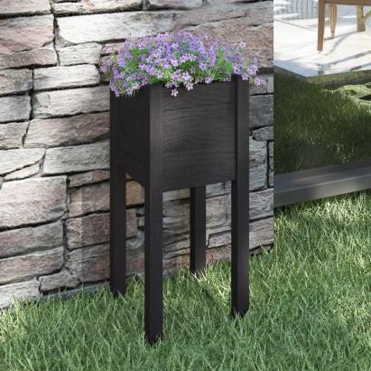 Jardinieră de grădină, negru, 31x31x70 cm, lemn masiv de pin GartenMobel Dekor