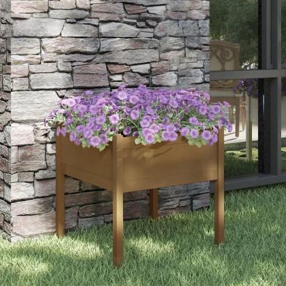 Jardinieră de grădină, maro miere, 70x70x70 cm, lemn masiv pin GartenMobel Dekor