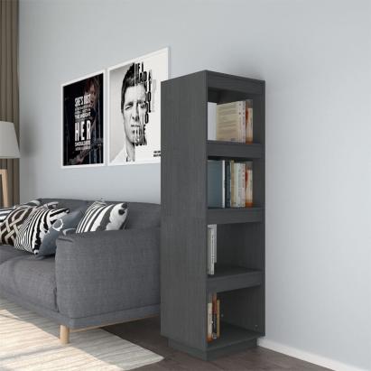 Bibliotecă/Separator cameră, gri, 40x35x135 cm, lemn masiv pin GartenMobel Dekor